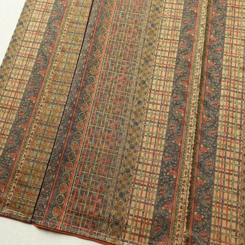 小紋 良品 しつけ糸付き 正絹 幾何学柄・抽象柄 袷仕立て 身丈159.5cm 裄丈63.5cm 着物 多色使い_画像4