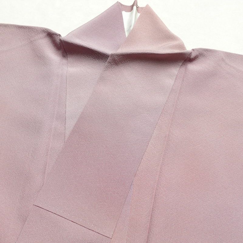 小紋 斉藤三才 落款入り しつけ糸付き 一つ紋付き 縮緬 正絹 その他の柄 袷仕立て 身丈163cm 裄丈63cm 紫・藤色_画像14