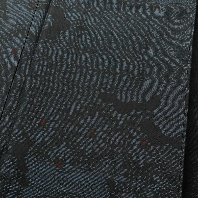 大島紬 本場大島 証紙あり 正絹 幾何学柄・抽象柄 袷仕立て 身丈158cm 裄丈63.5cm 着物 青・紺_画像6