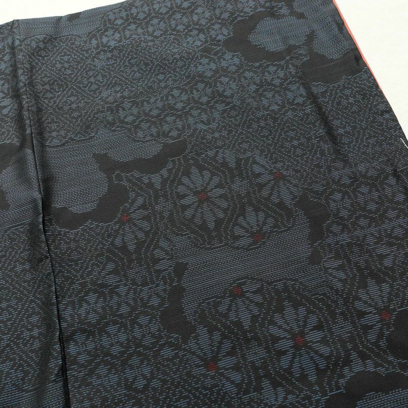 大島紬 本場大島 証紙あり 正絹 幾何学柄・抽象柄 袷仕立て 身丈158cm 裄丈63.5cm 着物 青・紺_画像10