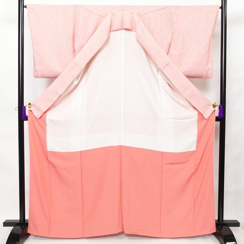 付け下げ 一つ紋付き 正絹 その他の柄 袷仕立て 身丈166.5cm 裄丈66cm 附下 着物 ピンク_画像3