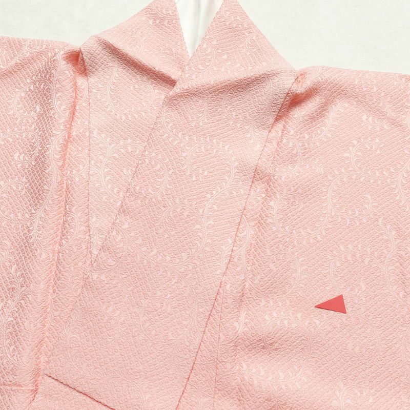 付け下げ 一つ紋付き 正絹 その他の柄 袷仕立て 身丈166.5cm 裄丈66cm 附下 着物 ピンク_画像13