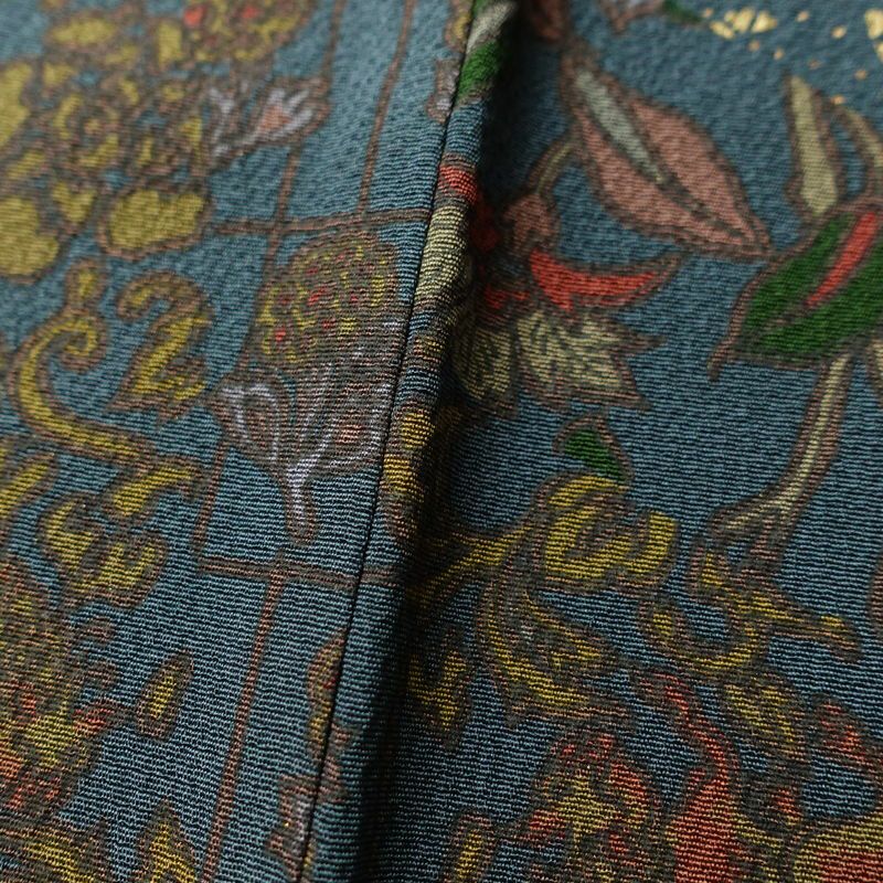 訪問着 縮緬 正絹 幾何学柄・抽象柄 袷仕立て 身丈157.5cm 裄丈64cm 金彩 着物 青・紺_画像9