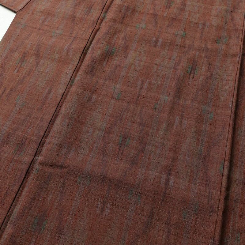 紬 正絹 幾何学柄・抽象柄 袷仕立て 身丈163cm 裄丈67.5cm 紬着物 茶_画像5