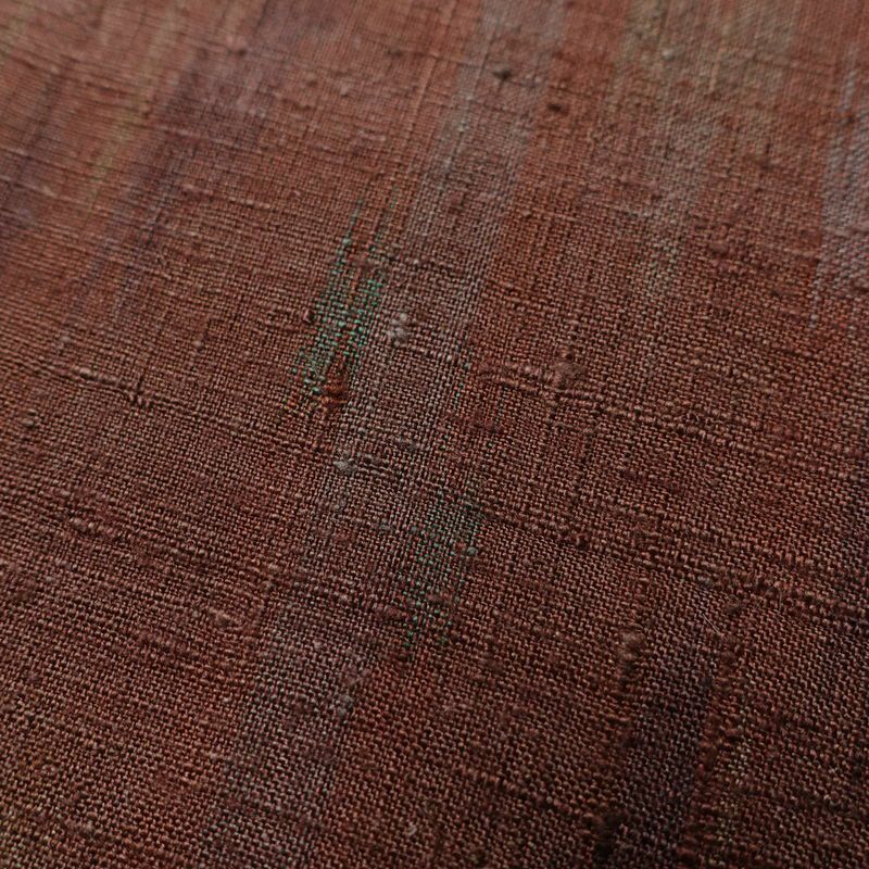 紬 正絹 幾何学柄・抽象柄 袷仕立て 身丈163cm 裄丈67.5cm 紬着物 茶_画像7