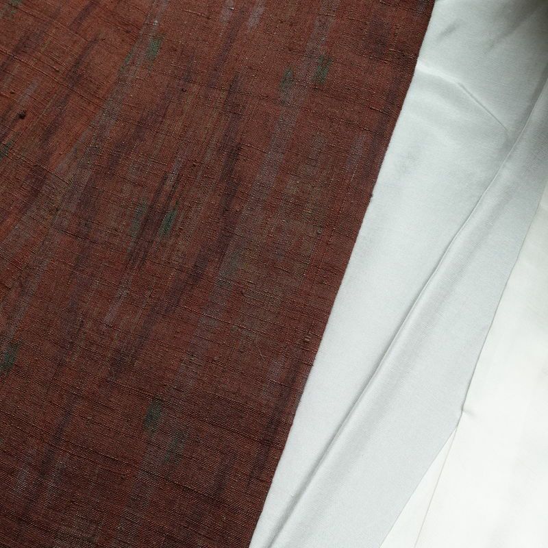 紬 正絹 幾何学柄・抽象柄 袷仕立て 身丈163cm 裄丈67.5cm 紬着物 茶_画像16