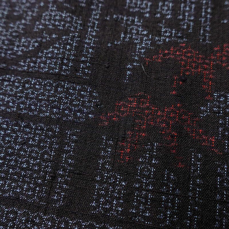 紬 良品 正絹 古典柄 袷仕立て 身丈159cm 裄丈67cm 紬着物 青・紺_画像6