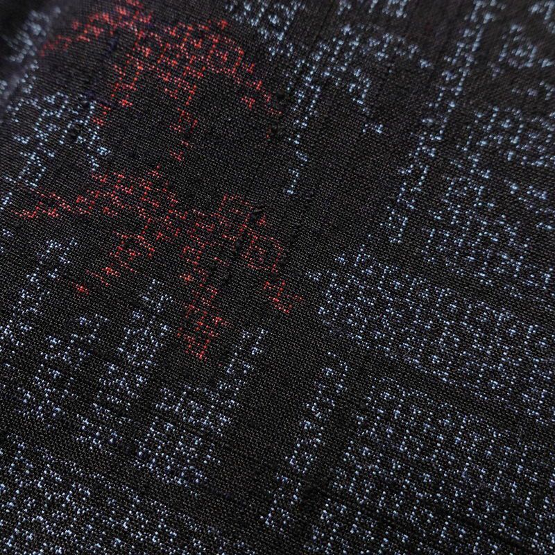 紬 良品 正絹 古典柄 袷仕立て 身丈159cm 裄丈67cm 紬着物 青・紺_画像8