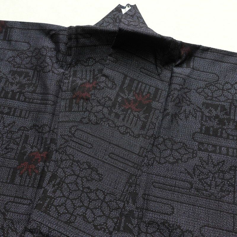 紬 良品 正絹 古典柄 袷仕立て 身丈159cm 裄丈67cm 紬着物 青・紺_画像16