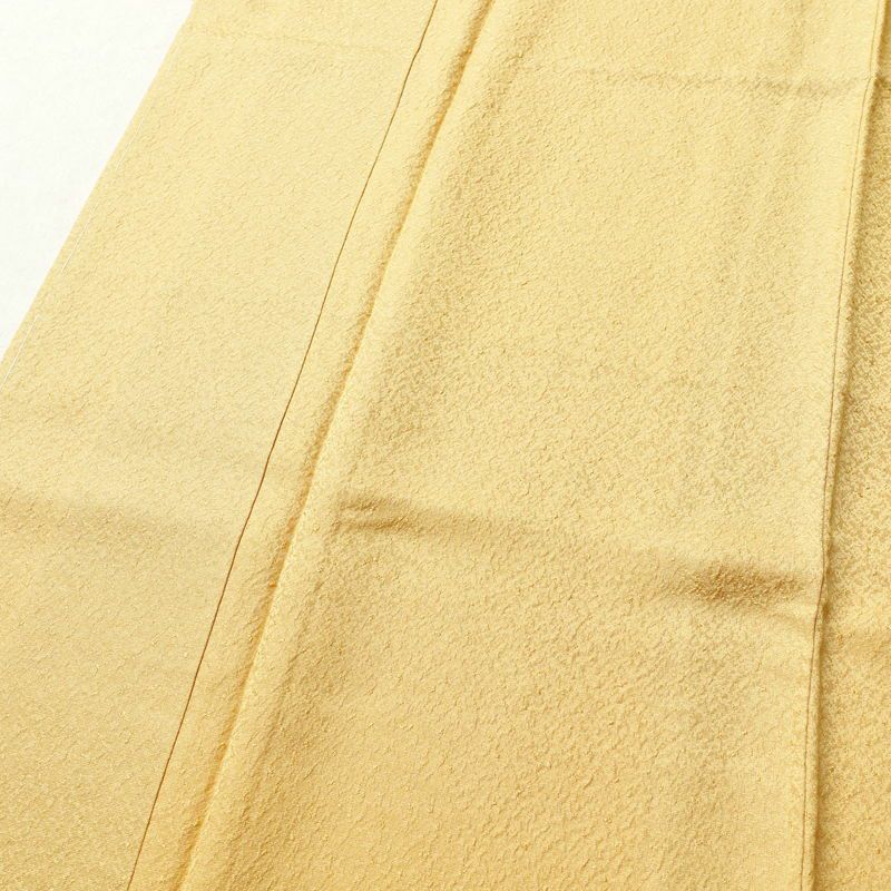 色無地 美品 しつけ糸付き 一つ紋付き 正絹 無地 袷仕立て 身丈156.5cm 裄丈66.5cm 着物 黄・黄土色_画像5