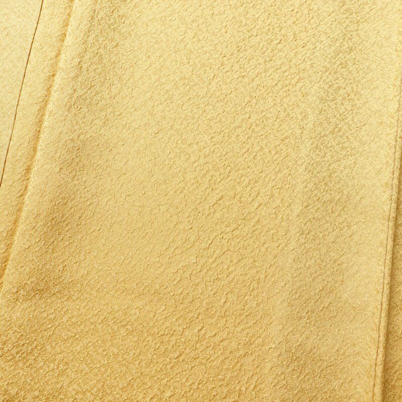 色無地 美品 しつけ糸付き 一つ紋付き 正絹 無地 袷仕立て 身丈156.5cm 裄丈66.5cm 着物 黄・黄土色_画像6