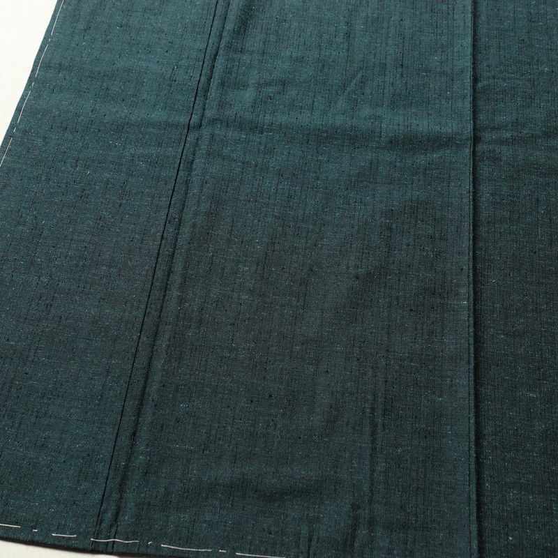 男性用 紬着物 良品 しつけ糸付き アンサンブル 正絹 無地 袷仕立て 身丈137cm 裄丈66cm 青・紺_画像6