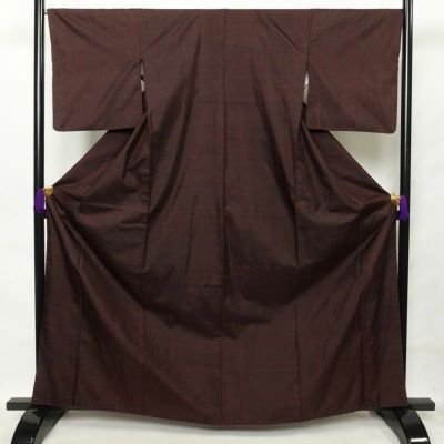 紬 良品 正絹 古典柄 袷仕立て 身丈166cm 裄丈68cm 紬着物 黒