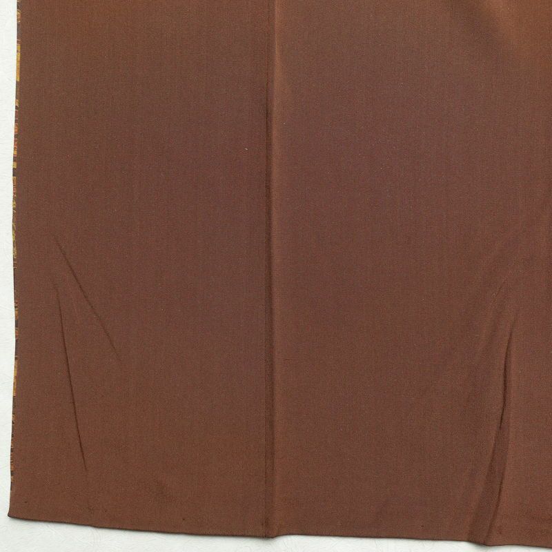 小紋 縮緬 正絹 幾何学柄・抽象柄 袷仕立て 身丈157.5cm 裄丈64cm 茶_画像19