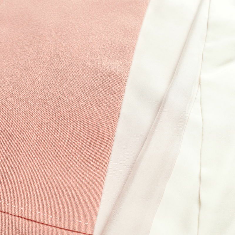 訪問着 美品 しつけ糸付き 落款入り 縮緬 正絹 花柄 袷仕立て 身丈163cm 裄丈67.5cm 共八掛 ピンク_画像17