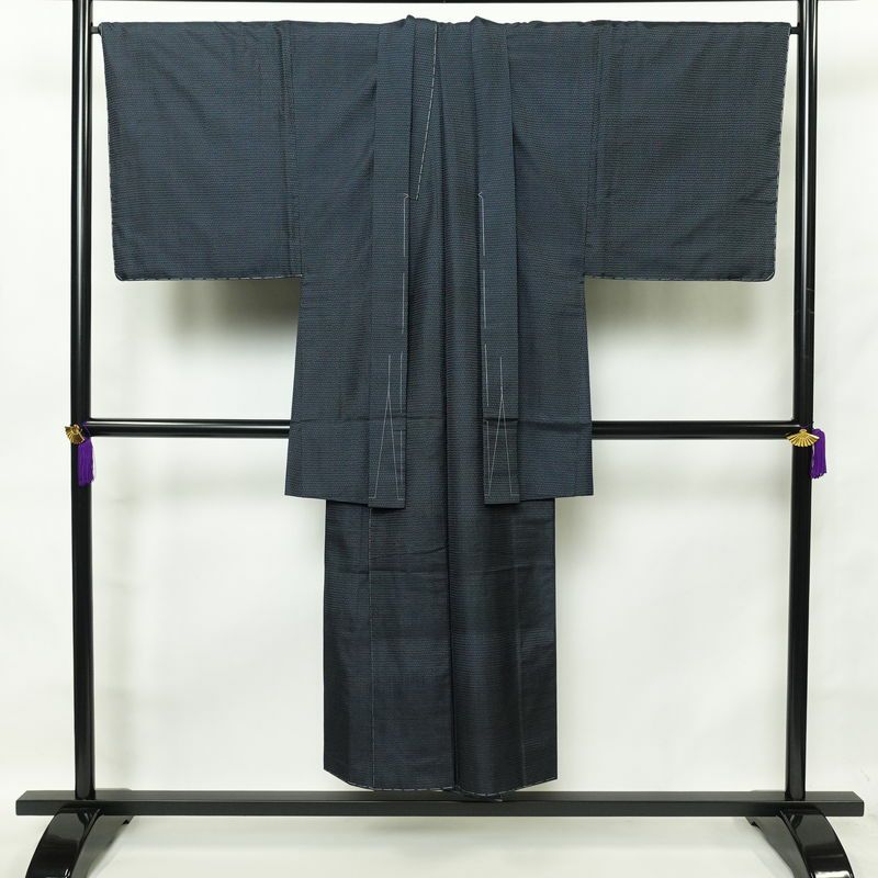男性用 紬着物 美品 しつけ糸付き アンサンブル 羽織 着物 2点 セット 