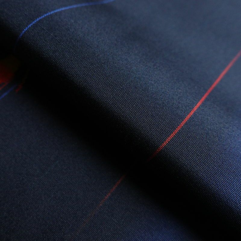 紬 美品 しつけ糸付き 正絹 蝶・昆虫柄 袷仕立て 身丈159cm 裄丈66.5cm 紬着物 青・紺_画像20