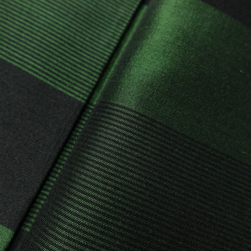 紬 良品 正絹 縞柄・線柄 袷仕立て 身丈153cm 裄丈63cm 紬着物 緑・うぐいす色_画像7