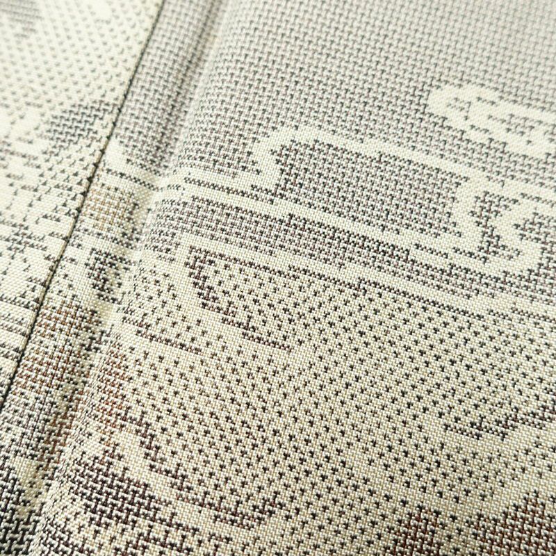 紬 正絹 古典柄 袷仕立て 身丈158cm 裄丈65cm 紬着物 グレー_画像6