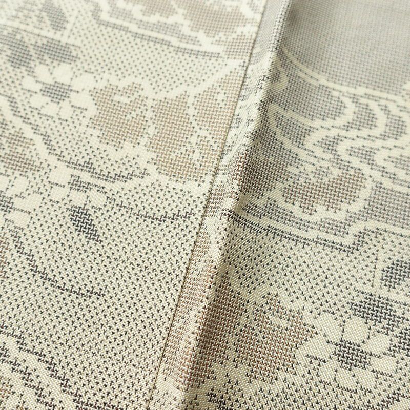 紬 正絹 古典柄 袷仕立て 身丈158cm 裄丈65cm 紬着物 グレー_画像8