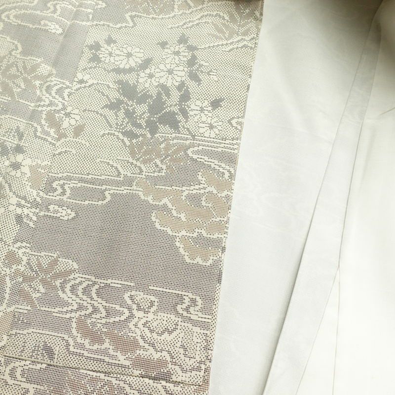 紬 正絹 古典柄 袷仕立て 身丈158cm 裄丈65cm 紬着物 グレー_画像15