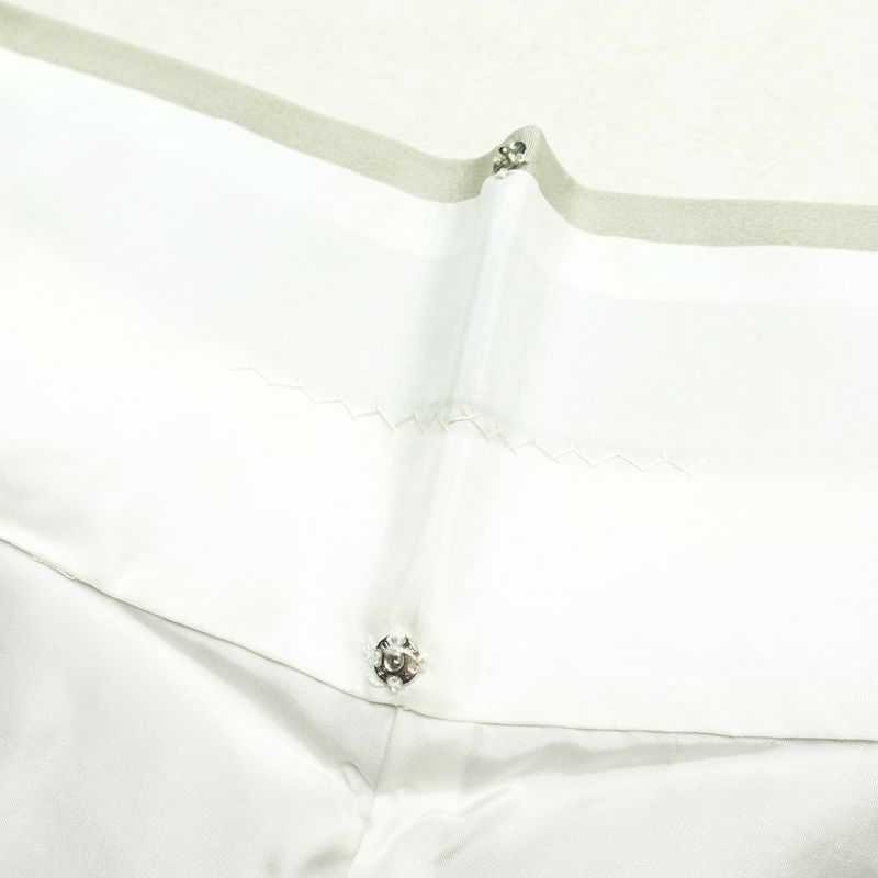 色留袖 松尾光琳 木賊鷺 落款入り 一つ紋付き 縮緬 正絹 古典柄 袷仕立て 身丈163.5cm 裄丈68.5cm 箔 刺繍 緑・うぐいす色_画像20