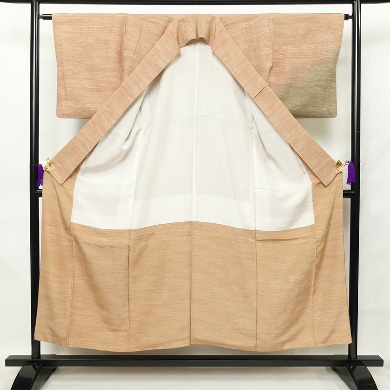 付け下げ 良品 二代目服部光擴 落款入り 縮緬 正絹 その他の柄 袷仕立て 身丈151.5cm 裄丈63.5cm 附下 橙_画像3