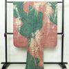 振袖 良品 ふくれ織 縮緬 正絹 木の葉・植物柄 袷仕立て 身丈166.5cm 裄丈68cm 刺繍 箔 金彩 蝶 ピンク_画像2