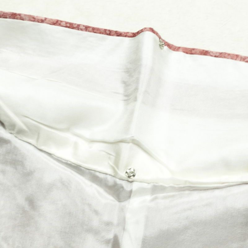 振袖 良品 ふくれ織 縮緬 正絹 木の葉・植物柄 袷仕立て 身丈166.5cm 裄丈68cm 刺繍 箔 金彩 蝶 ピンク_画像17