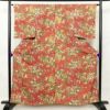 小紋 良品 しつけ糸付き 縮緬 総柄 正絹 古典柄 袷仕立て 身丈159.5cm 裄丈65cm 小紋着物 クリーム_画像1