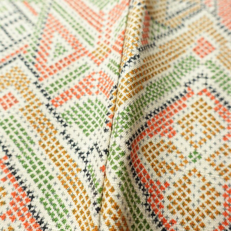 小紋 紬地 良品 しつけ糸付き 正絹 幾何学柄・抽象柄 袷仕立て 身丈160cm 裄丈64cm 多色使い_画像8