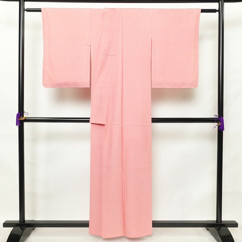 小紋 良品 鮫小紋 一部しつけ糸付き 正絹 古典柄 袷仕立て 身丈158cm 裄丈65cm ピンク_画像2