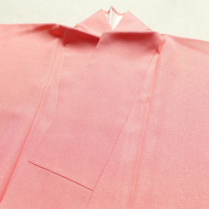 小紋 良品 鮫小紋 一部しつけ糸付き 正絹 古典柄 袷仕立て 身丈158cm 裄丈65cm ピンク_画像13