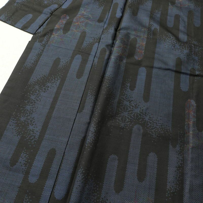 大島紬 良品 証紙なし 正絹 古典柄 麻の葉 袷仕立て 身丈160cm 裄丈66.5cm 青・紺_画像5