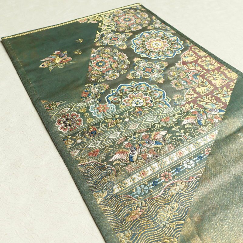 袋帯 六通柄 フォーマル用 正絹 幾何学柄・抽象柄 箔 金糸 緑・うぐいす色_画像17