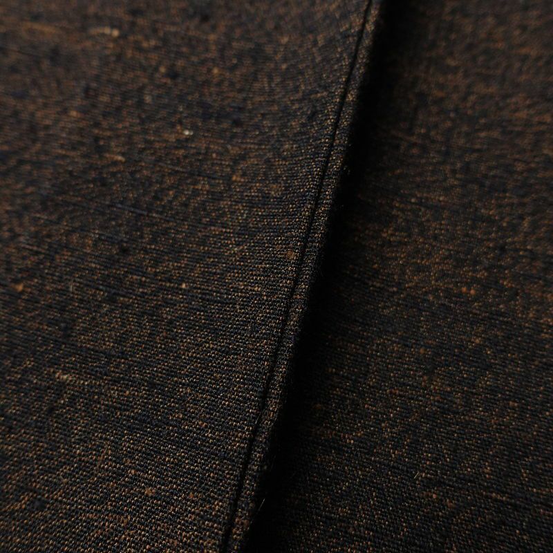 男性用 着物 アンサンブル 着物 羽織 2点セット セット品 正絹 無地 袷仕立て 身丈145.5cm 裄丈70cm 茶_画像9