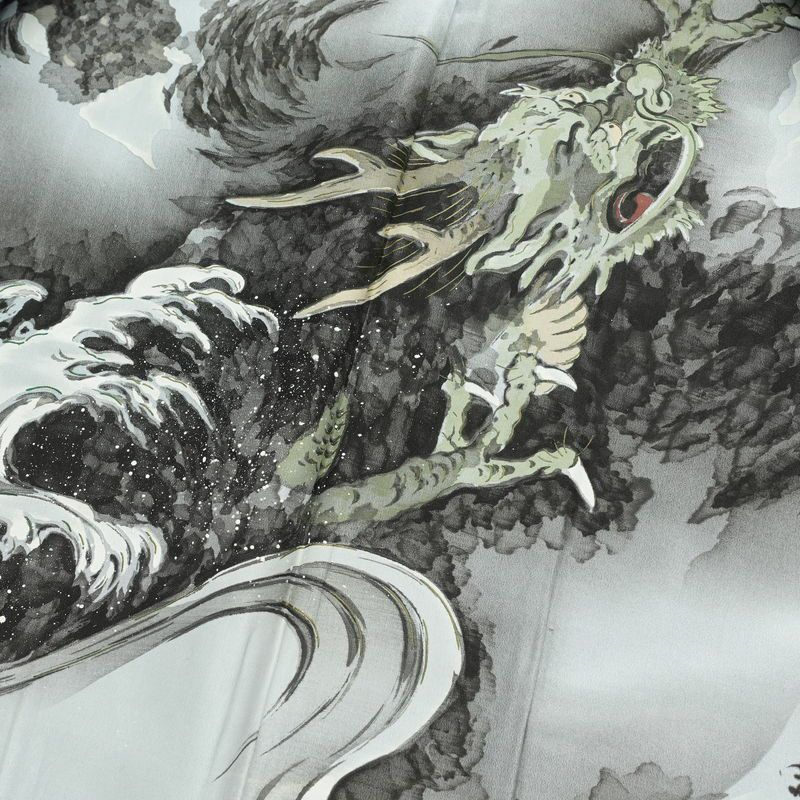 男性用 紬着物 アンサンブル 着物 羽織 2点セット セット品 正絹 亀甲柄 袷仕立て 身丈137cm 裄丈69cm 青・紺_画像16