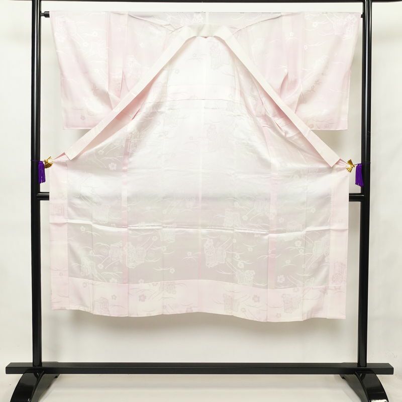 長襦袢 良品 フォーマル用 正絹 古典柄 袖無双・胴抜き 身丈138.5cm 裄丈66.5cm 一部しつけ糸付き ピンク_画像2