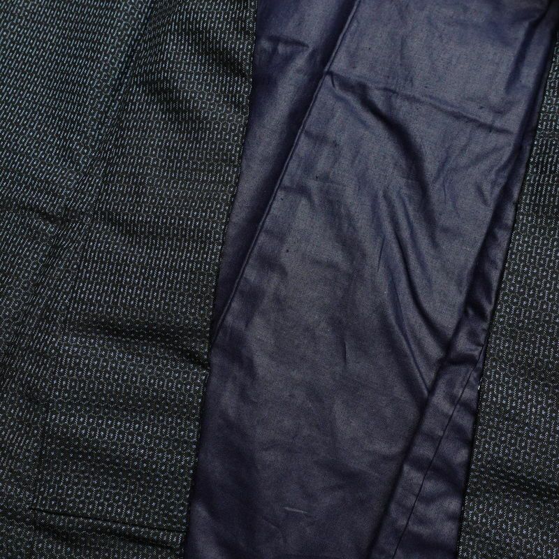 男性用 大島紬 着物 良品 証紙あり アンサンブル 着物 羽織 2点セット セット品 正絹 亀甲柄 袷仕立て 身丈142.5cm 裄丈67cm 青・紺_画像14