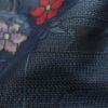 紬 正絹 花柄 袷仕立て 身丈151cm 裄丈61.5cm 一部しつけ糸付き 紬着物 青・紺_画像21