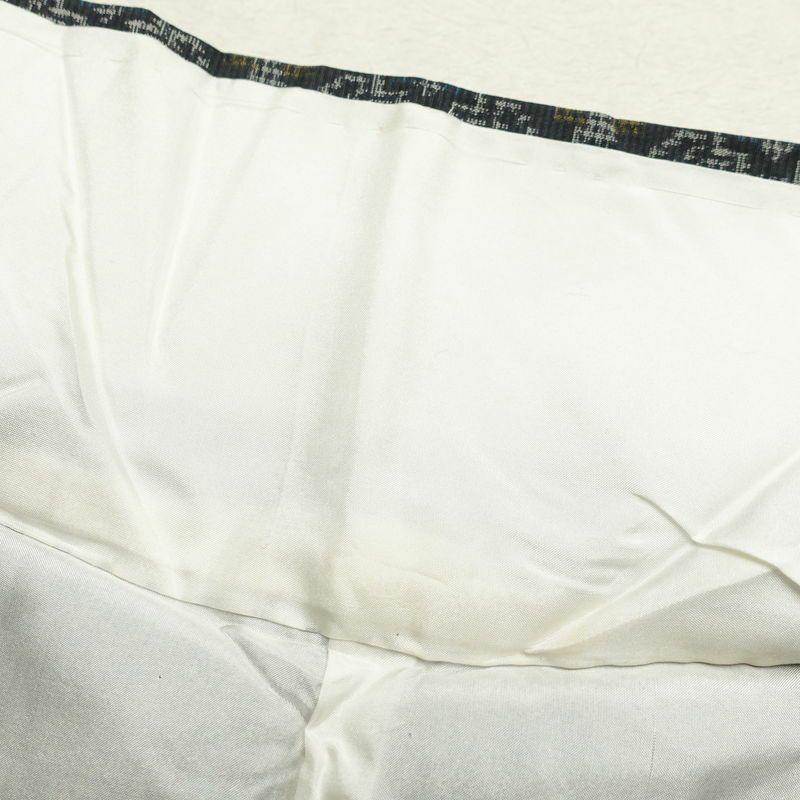 紬 しつけ糸付き 正絹 幾何学柄・抽象柄 袷仕立て 身丈154cm 裄丈66cm 紬着物 青・紺_画像18