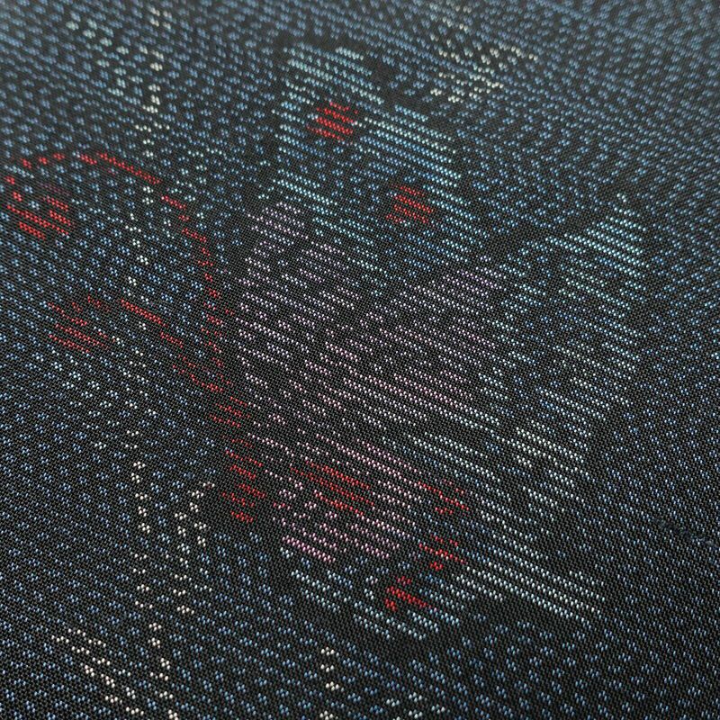 大島紬 良品 しつけ糸付き 正絹 蝶・昆虫柄 袷仕立て 身丈165.5cm 裄丈65cm 青・紺_画像6