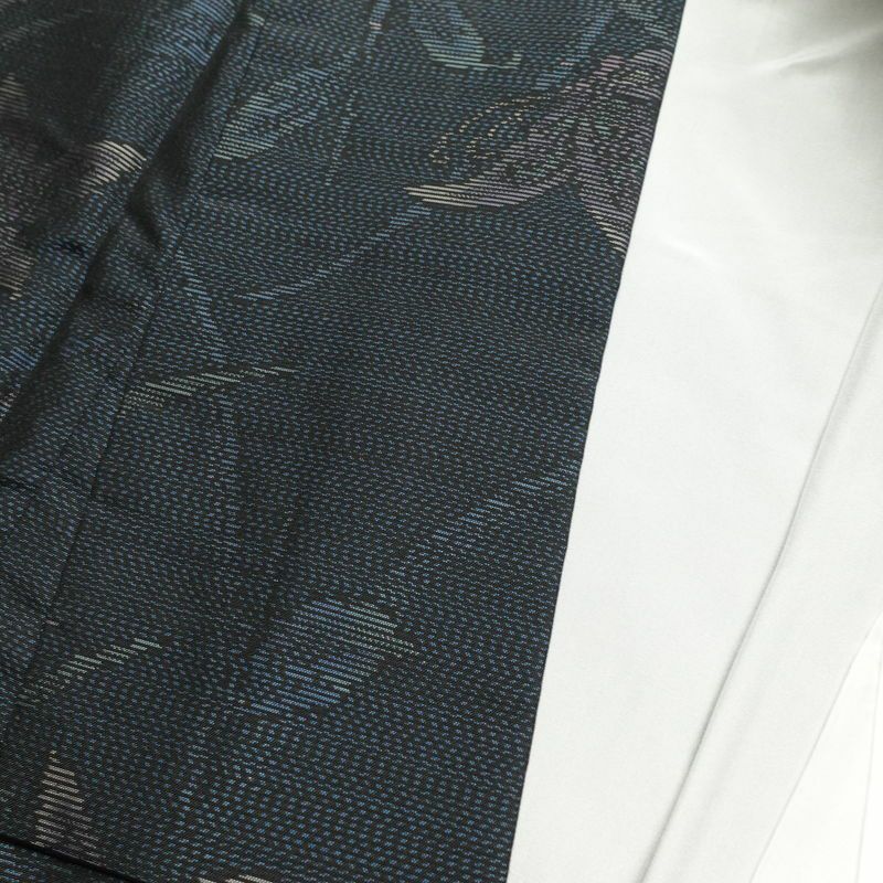 本場大島紬 良品 証紙あり 正絹 花柄 袷仕立て 身丈158cm 裄丈67cm 青・紺_画像16