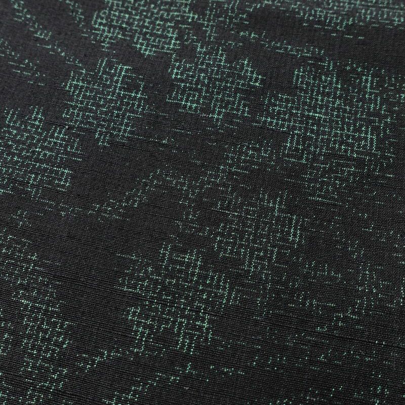 紬 しつけ糸付き 正絹 木の葉・植物柄 袷仕立て 身丈156.5cm 裄丈61.5cm 青・紺_画像6