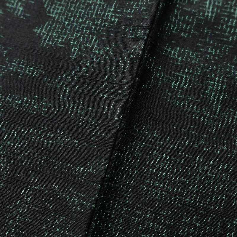 紬 しつけ糸付き 正絹 木の葉・植物柄 袷仕立て 身丈156.5cm 裄丈61.5cm 青・紺_画像8