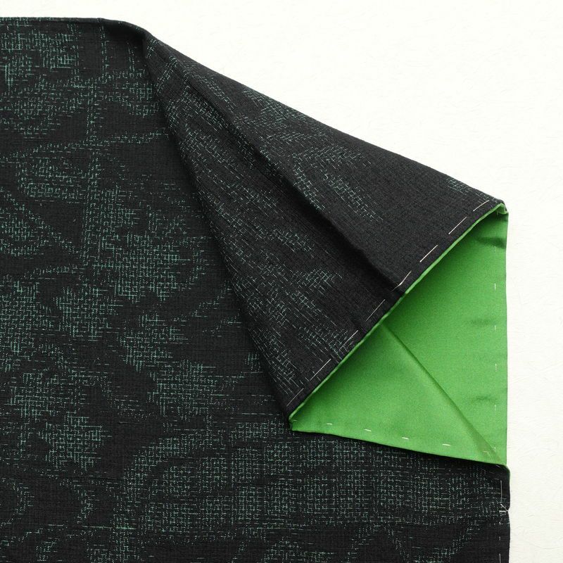 紬 しつけ糸付き 正絹 木の葉・植物柄 袷仕立て 身丈156.5cm 裄丈61.5cm 青・紺_画像11