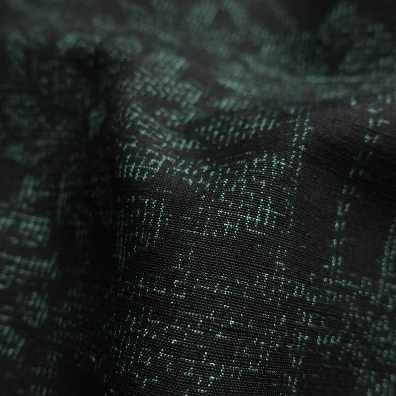 紬 しつけ糸付き 正絹 木の葉・植物柄 袷仕立て 身丈156.5cm 裄丈61.5cm 青・紺_画像21