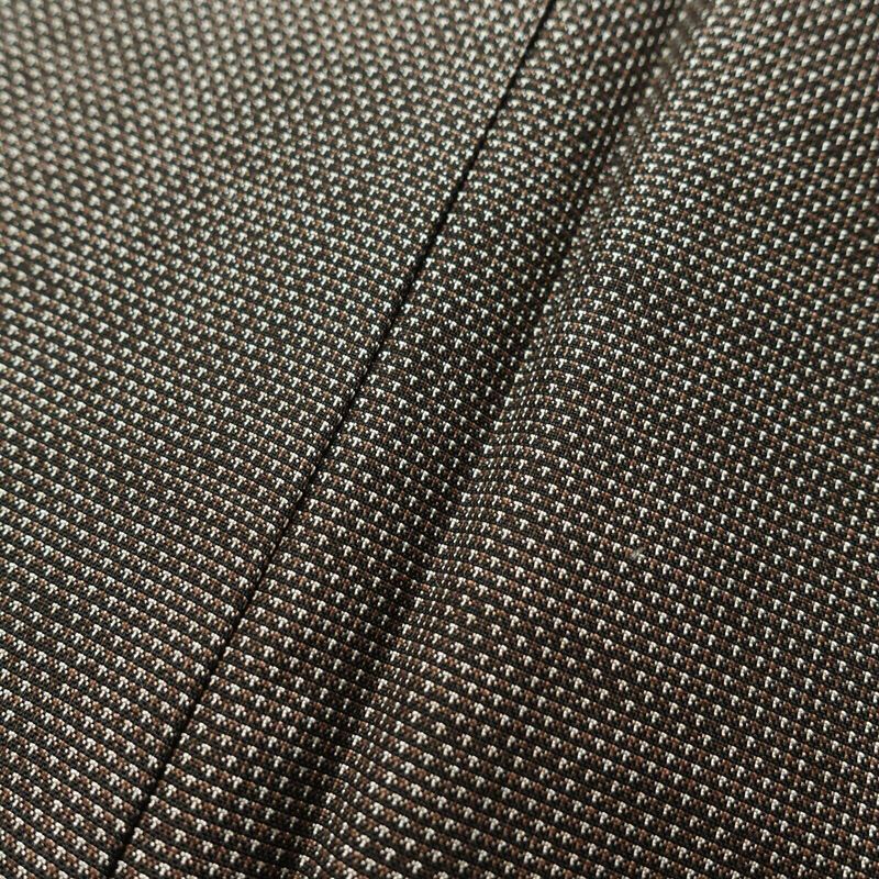 紬 良品 しつけ糸付き 正絹 幾何学柄・抽象柄 袷仕立て 身丈161.5cm 裄丈65.5cm 紬着物 茶_画像7