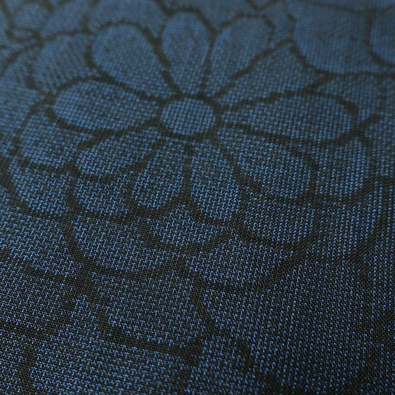 紬 しつけ糸付き 正絹 花柄 袷仕立て 身丈162.5cm 裄丈65cm 紬着物 青・紺_画像7