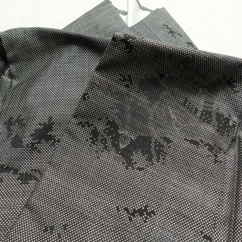 紬 良品 正絹 風景柄 袷仕立て 身丈156.5cm 裄丈63.5cm 紬着物 グレー_画像15